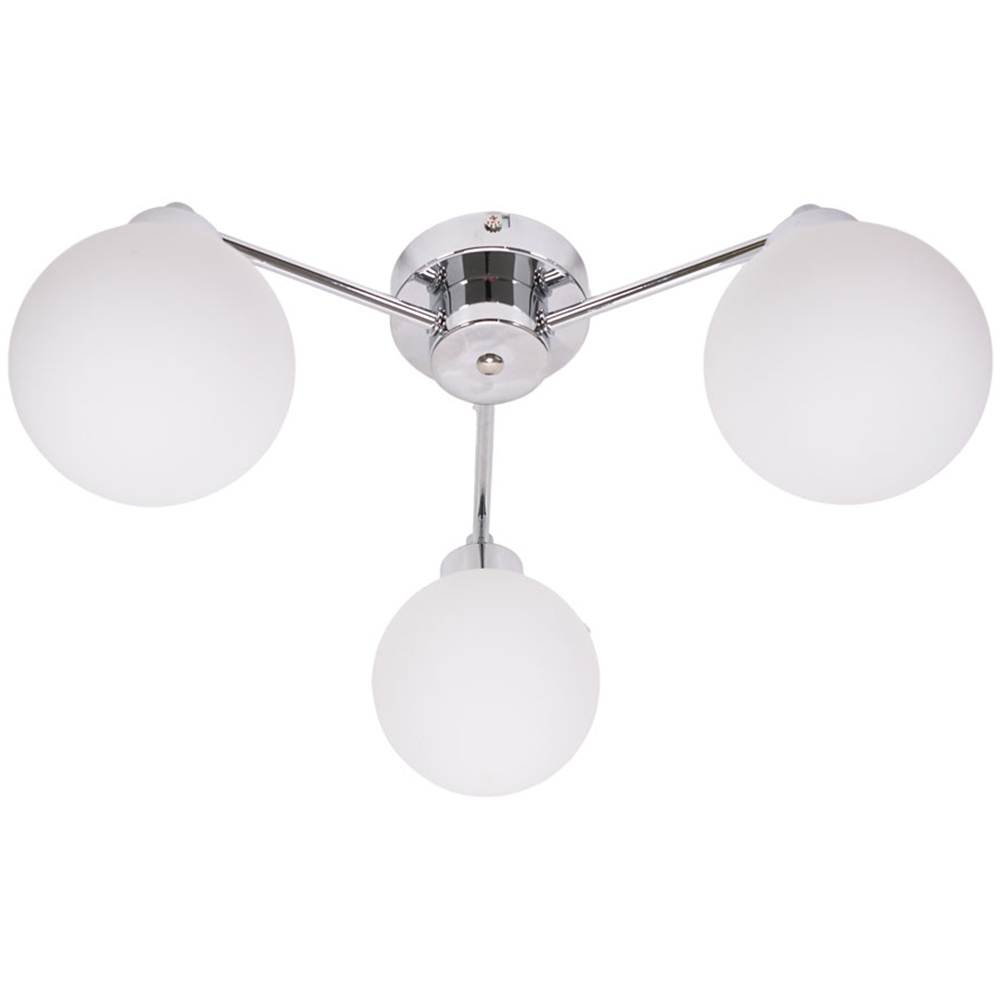 ValueLights Jonah 3 Arm Globe Ball Shade Flush LED Ceiling Light - Brushed Silver