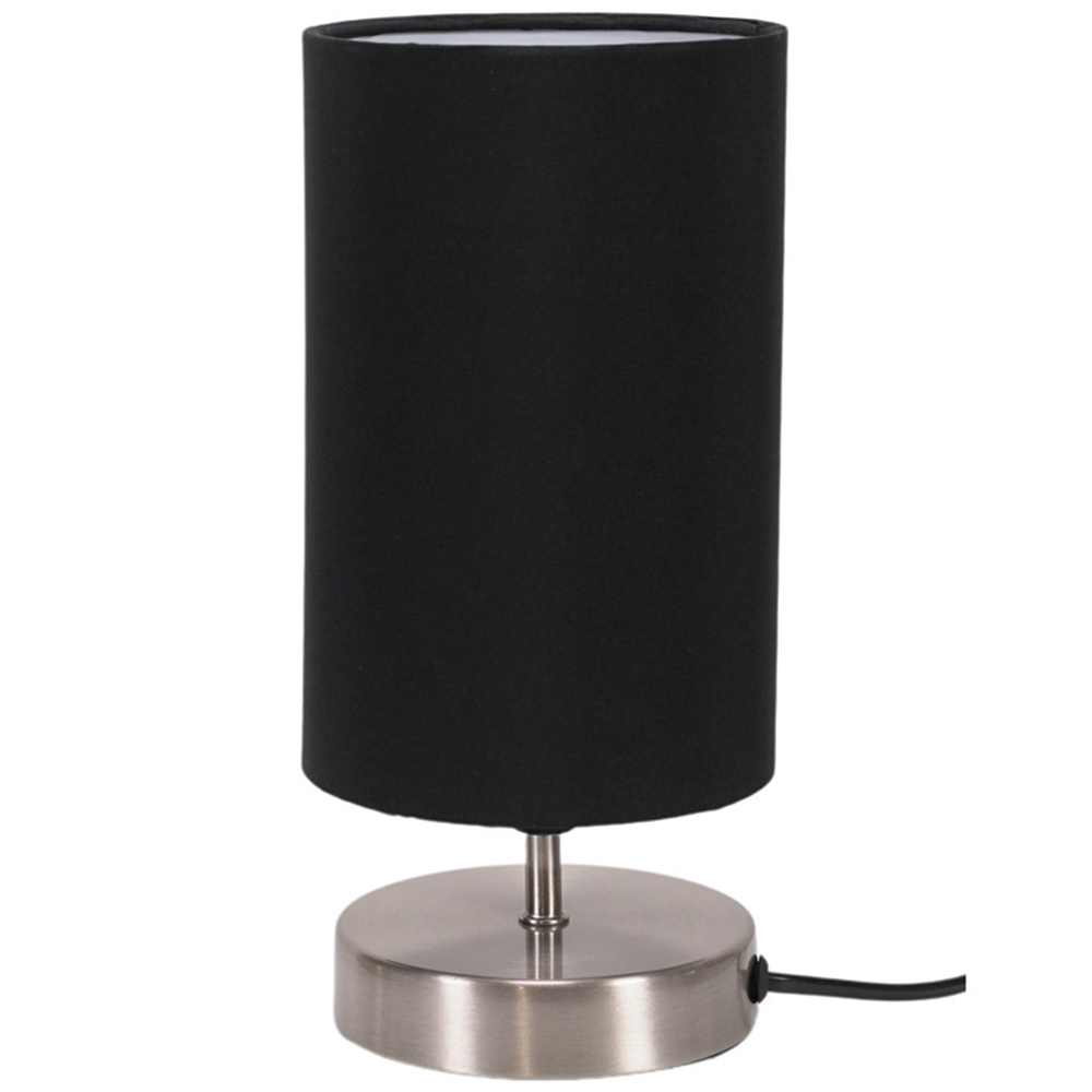 ValueLights Francis Black Shade Brushed Chrome Touch Table Lamp and Bulb