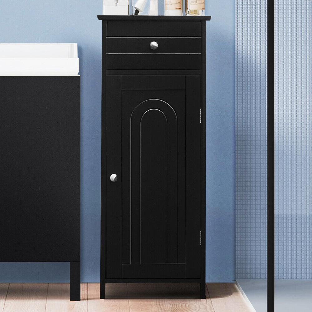 Costway Single Door Single Drawer Black Storage Cabinet