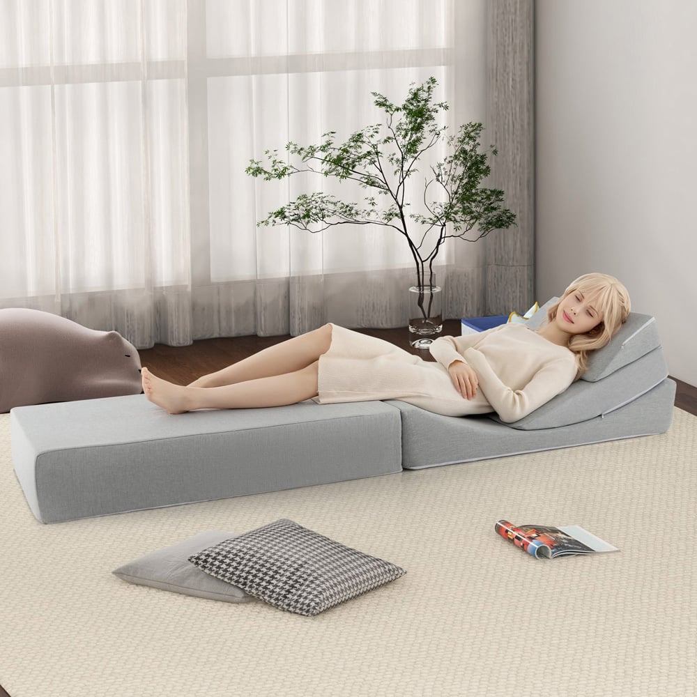 Costway Single Grey Convertible Sofa Bed