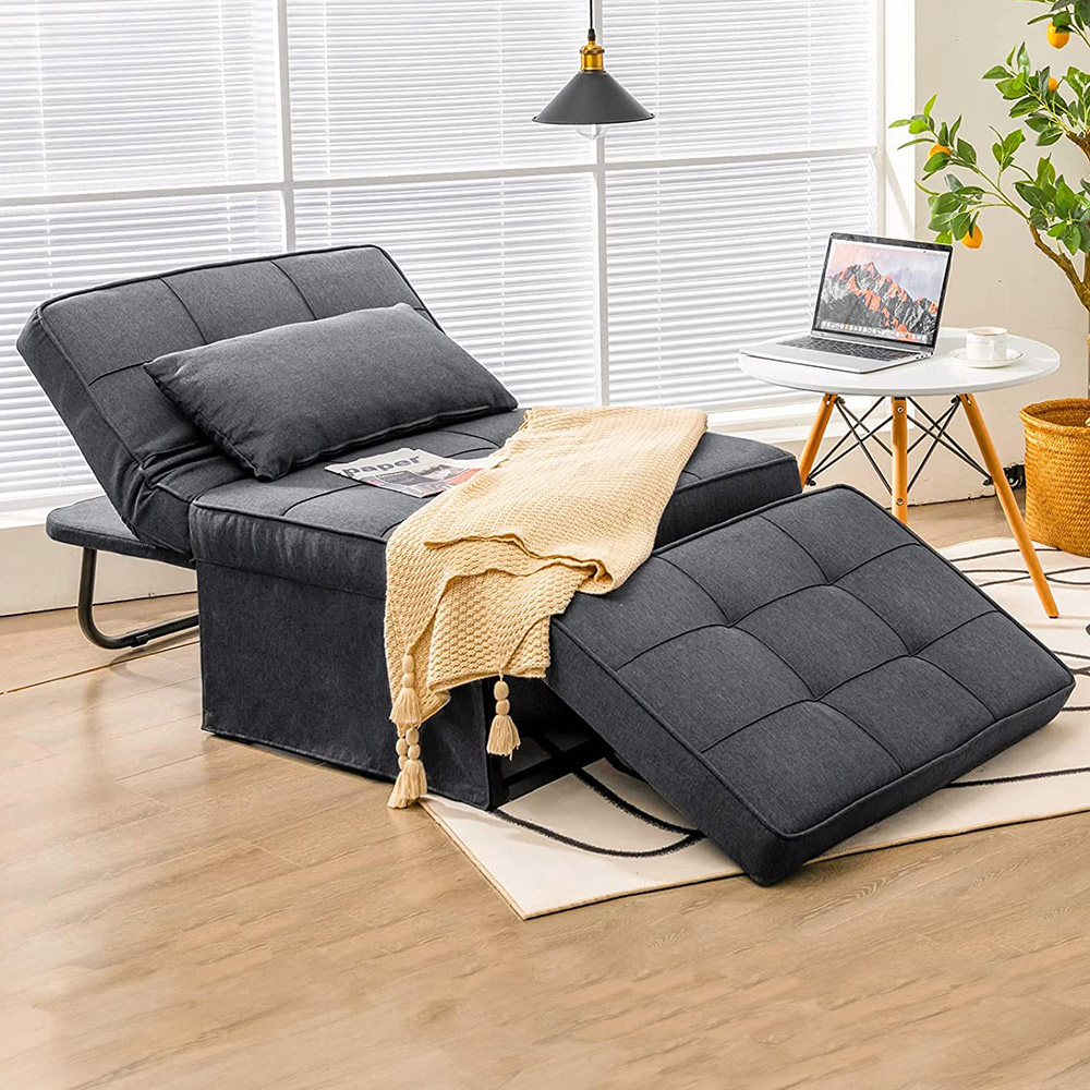 Costway Grey 4 in 1 Convertible Sofa Bed with Adjustable Backrest