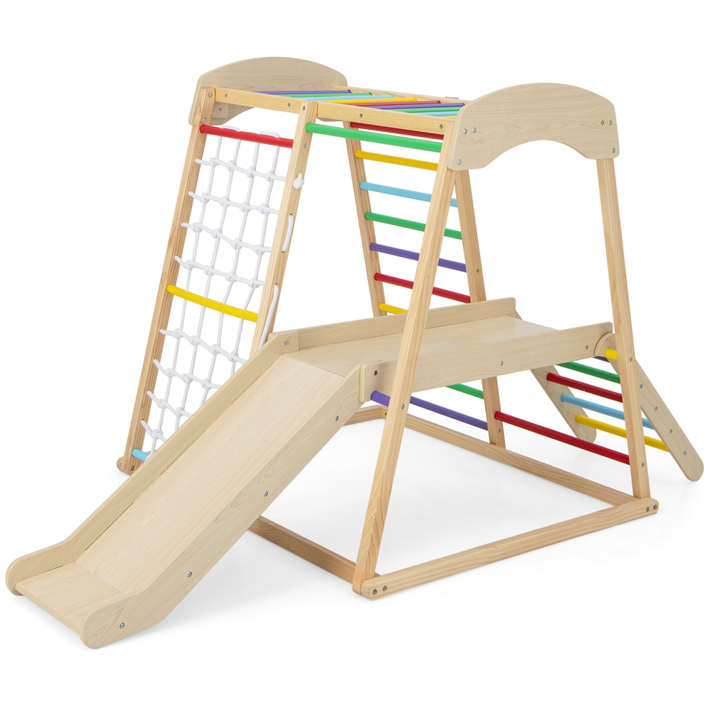 Costway 6 in 1 Multicolour Kids Indoor Jungle Gym Wooden Playset
