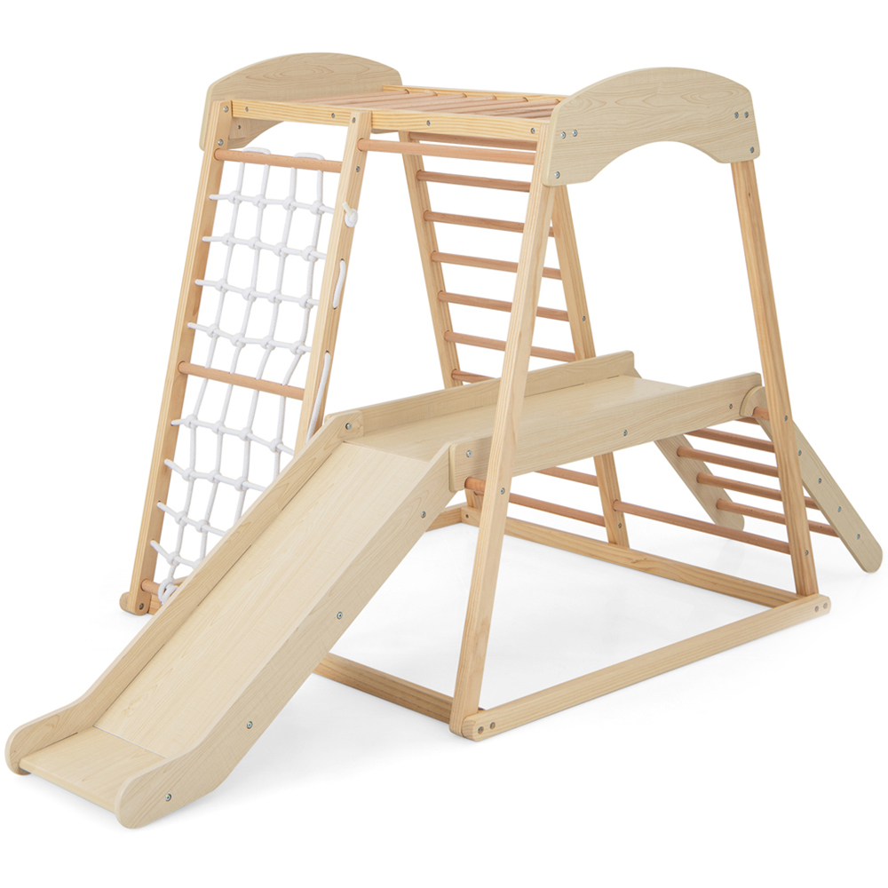 Costway 6 in 1 Natural Kids Indoor Jungle Gym Wooden Playset