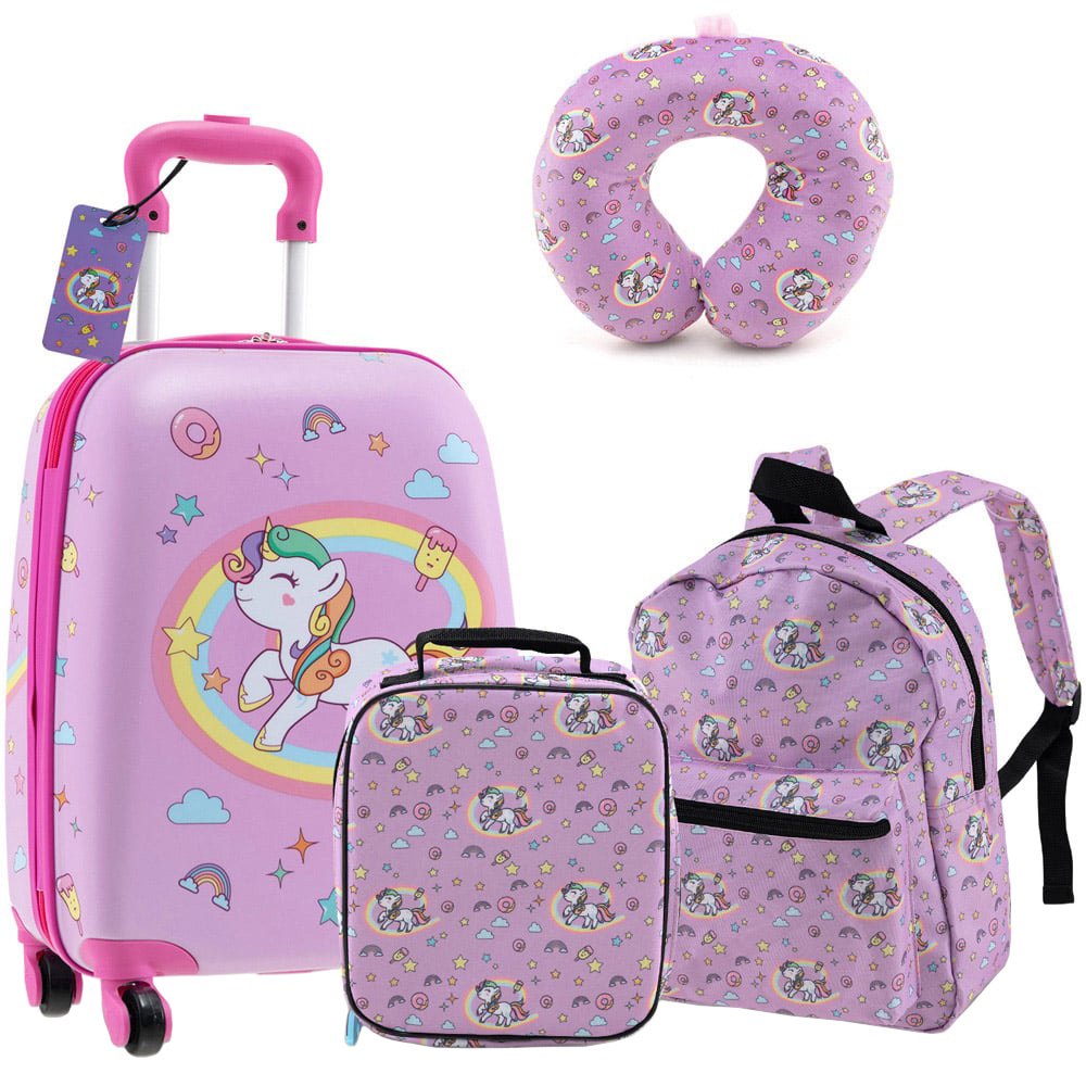 Costway Set of 5 Kids Purple Luggage Set