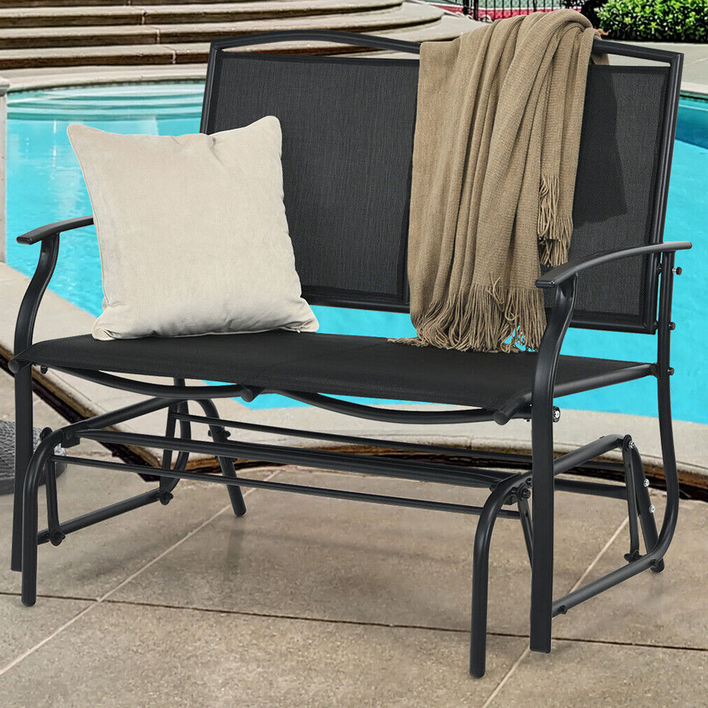 Costway 2 Seater Black Garden Swing Glider Bench
