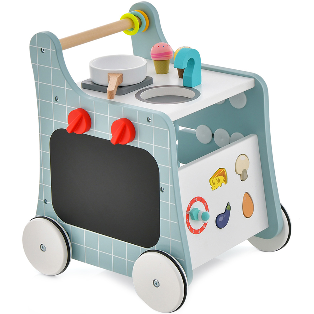 Costway Blue 6 in 1 Wooden Baby Stroller