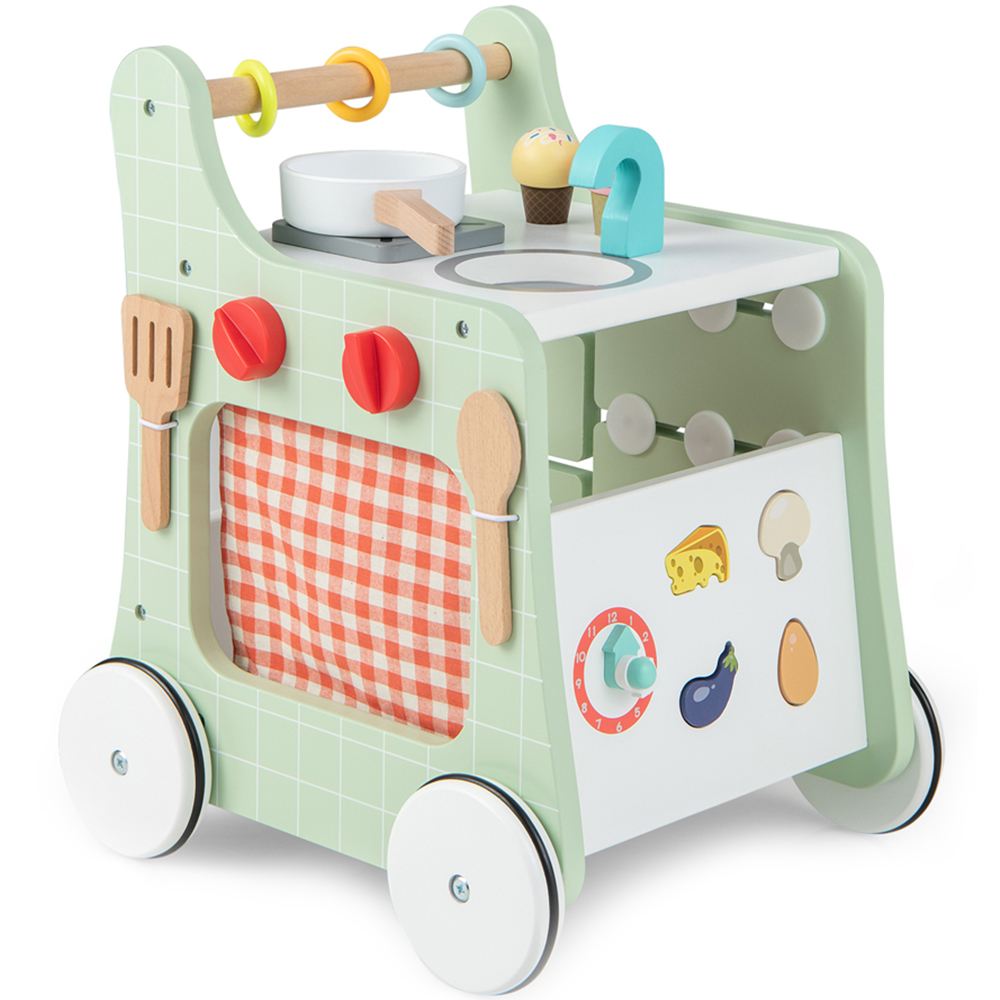 Costway 6 in 1 Grey Wooden Baby Stroller Push Activity Centre