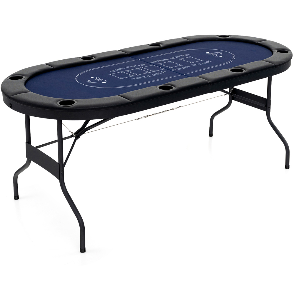 Costway Blue 8 Player Foldable Poker Table