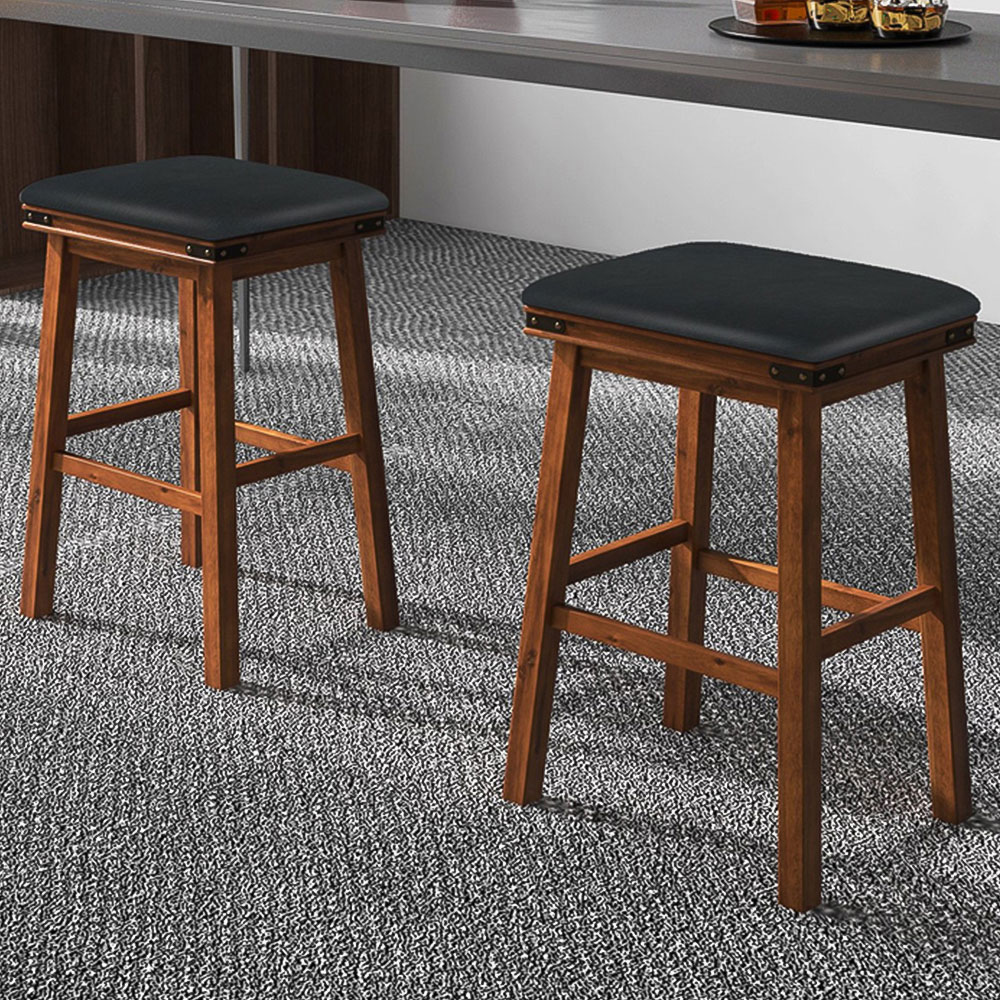 Costway Brown Upholstered Counter Height Bar Stool Set of 2