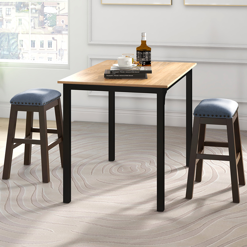 Costway Brown Padded Bar Stool Set of 2