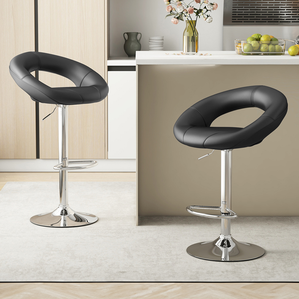 Costway Black Height Adjustable Swivel Bar Stool Set of 2