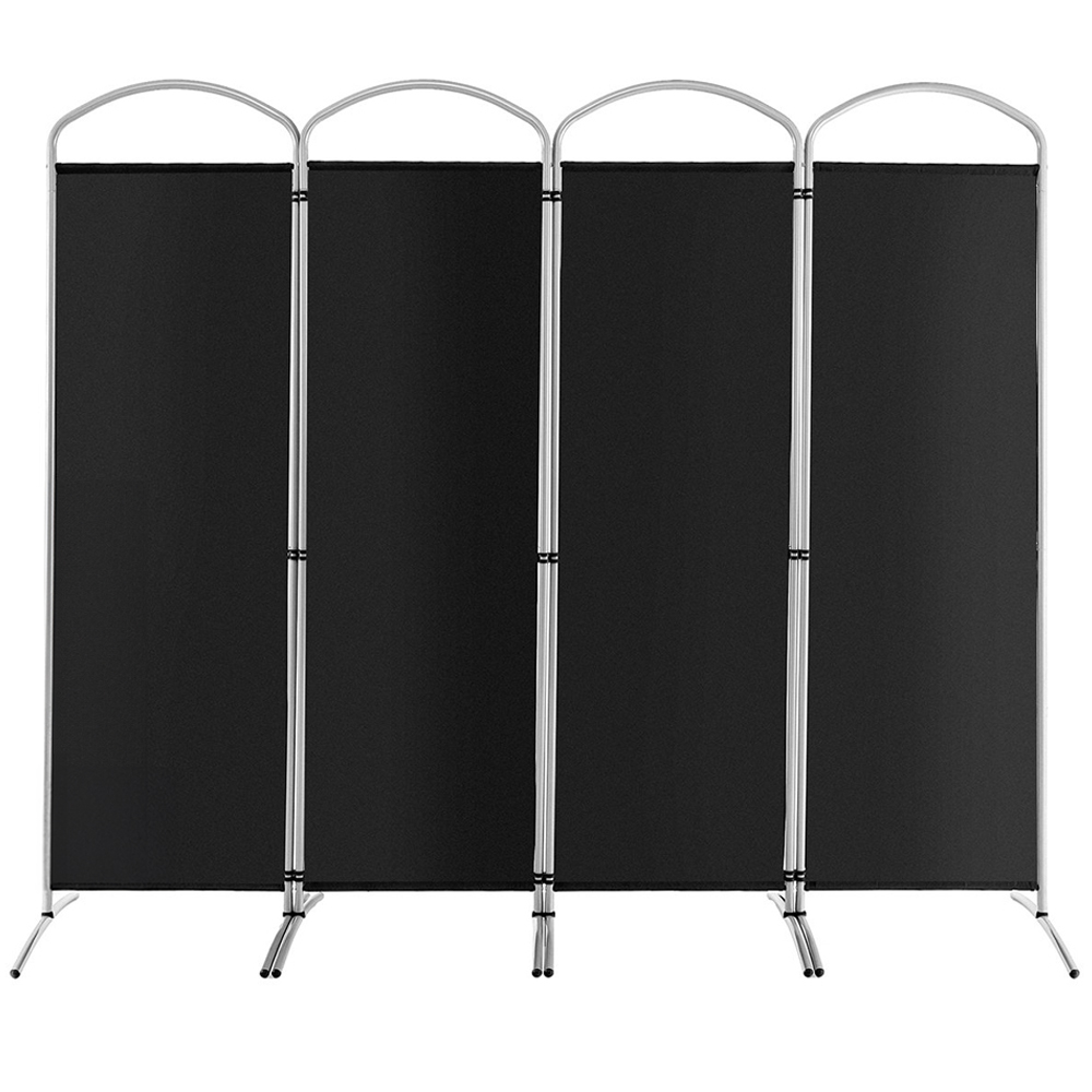 Costway 4 Panel Room Divider - Black - Freestanding Folding - Metal Frame