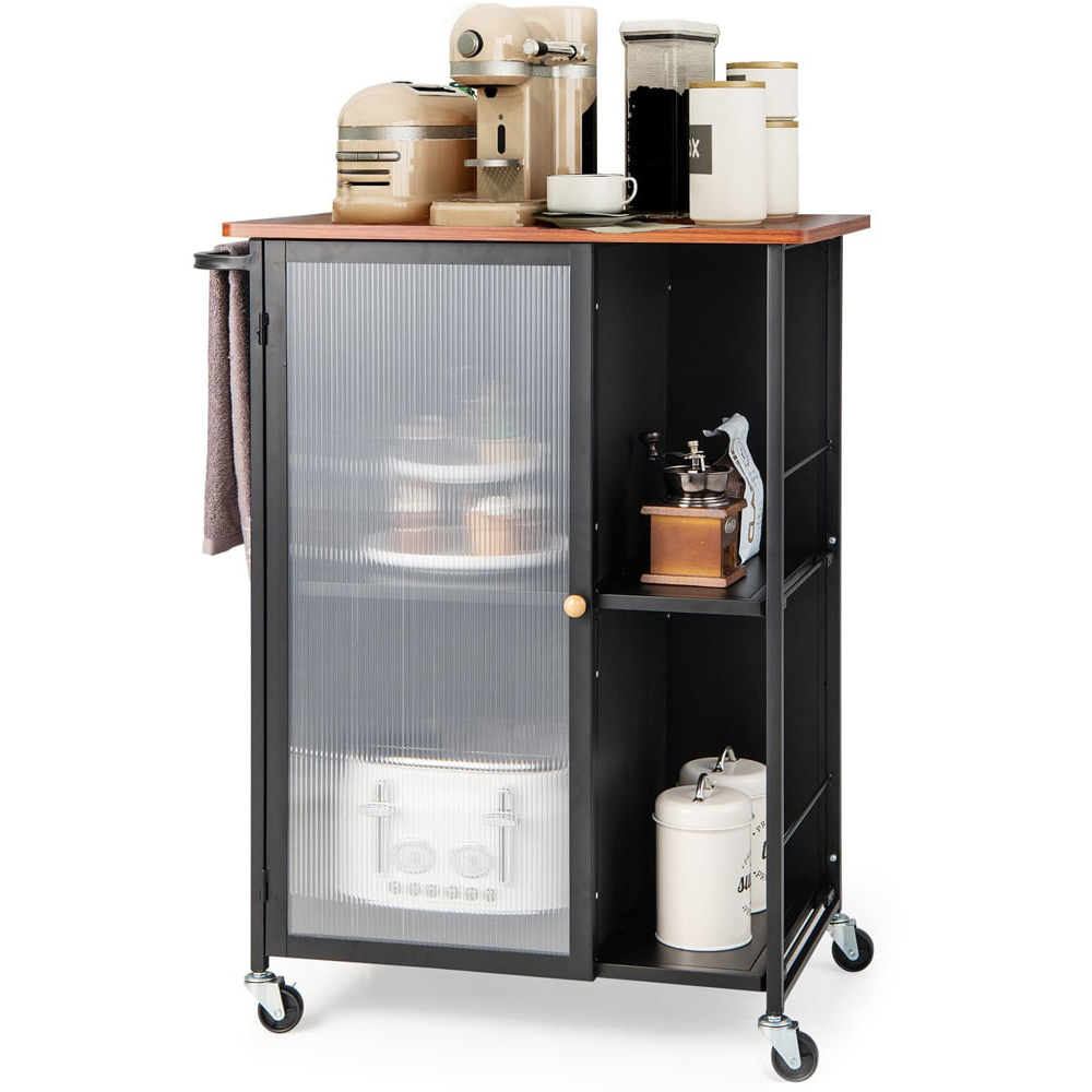 Costway Single Door Black Mobile Cabinet Cart