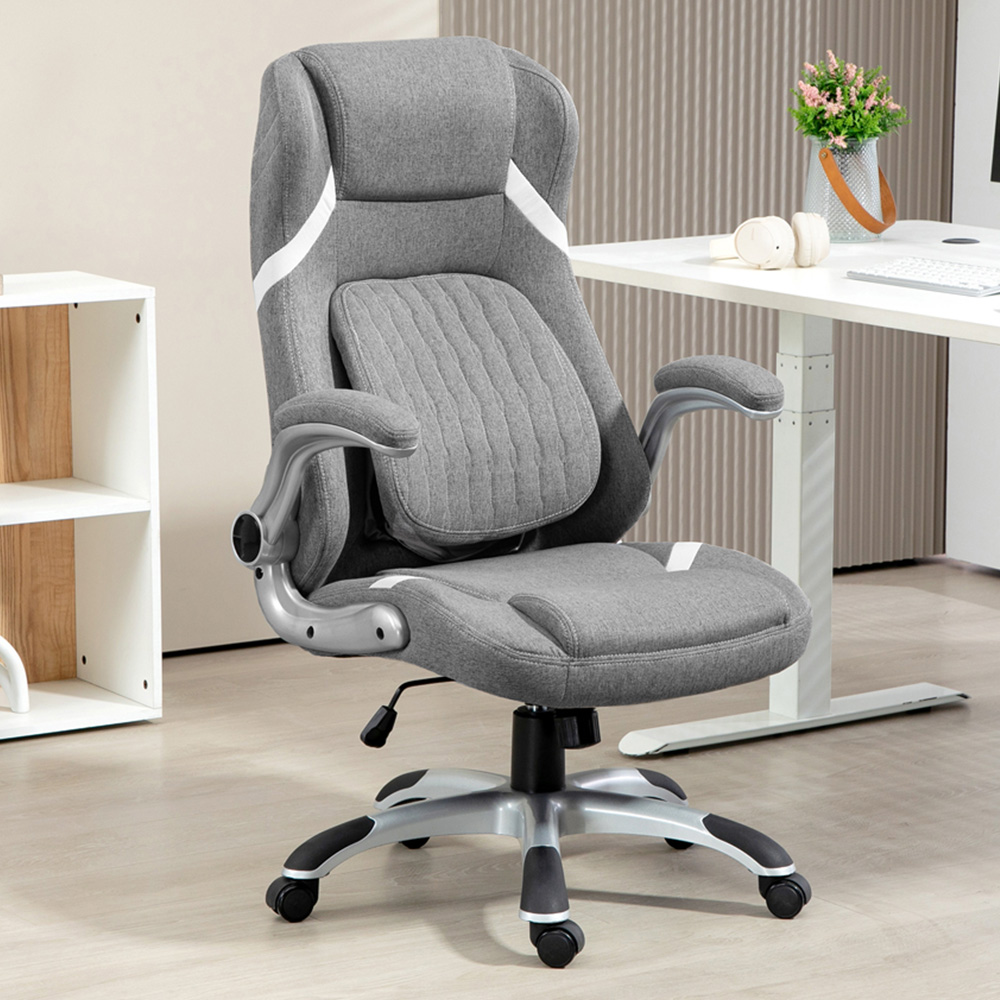 Portland Grey Fabric Office Desk Chair with Adjustable Height