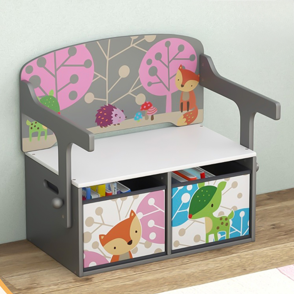 Costway 3 in 1 Grey Kids Convertible Activity Bench