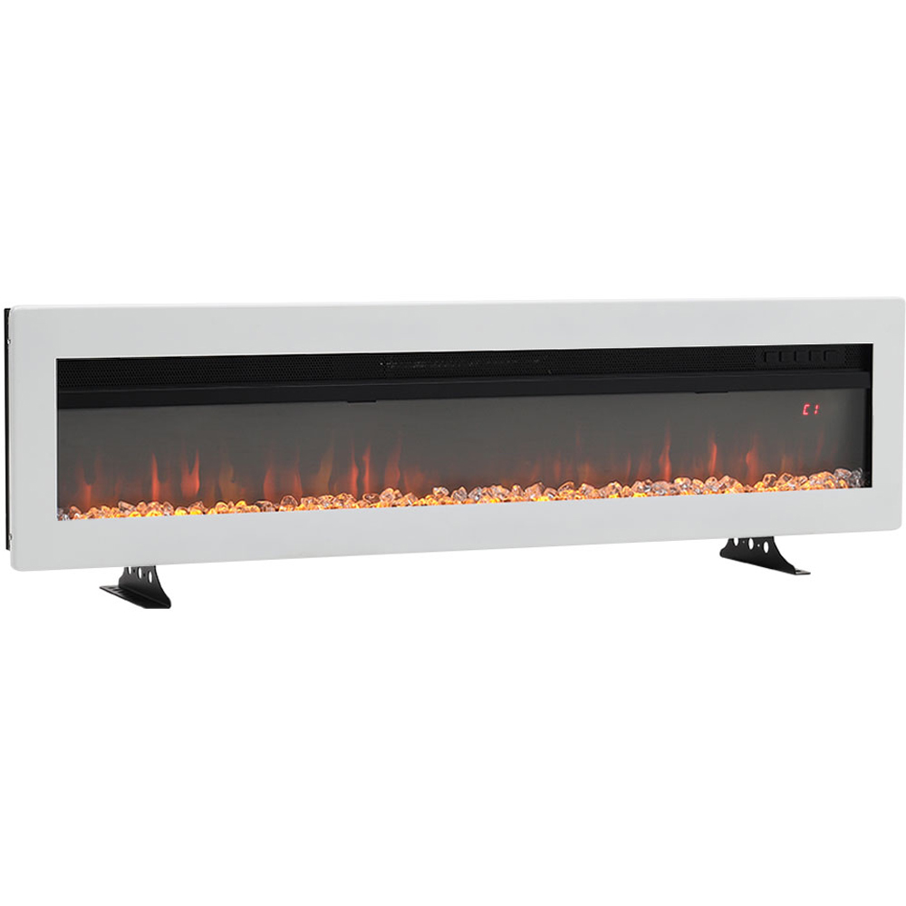 Living and Home 60 Inch White Electric Fire Wall Mounted or Inset Fireplace 9 Flame Colours with Freestanding Leg