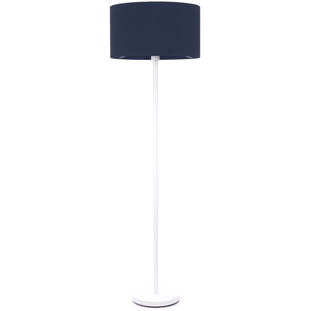 ValueLights Charlie Navy Drum Shade White Floor Lamp and Bulb