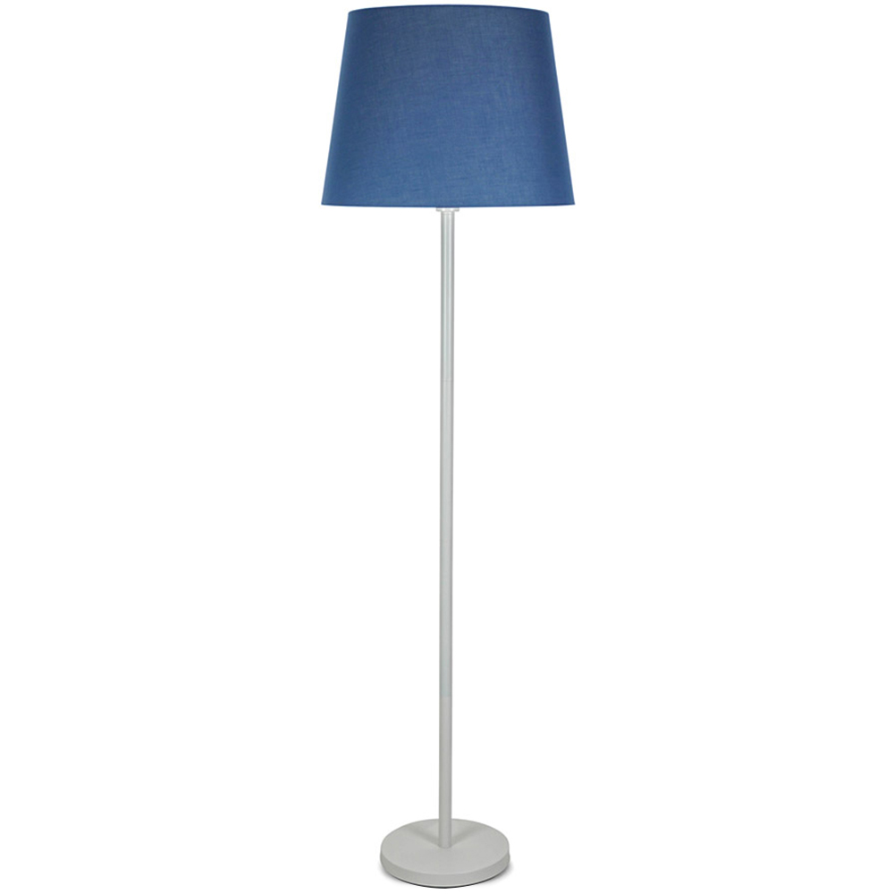 ValueLights Charlie Navy Tapered Shade White Floor Lamp and Bulb