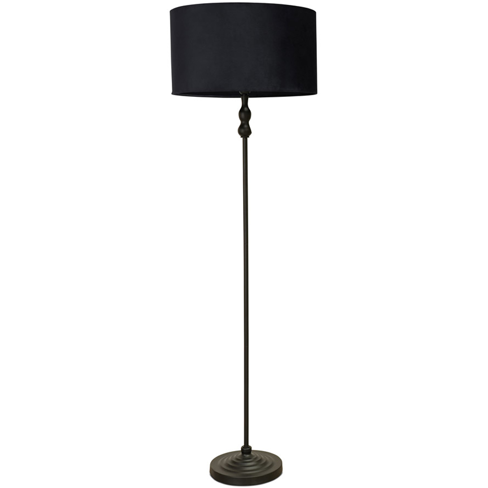 Valuelights Black Maggie Velvet Shade Metal Candlestick Floor Lamp