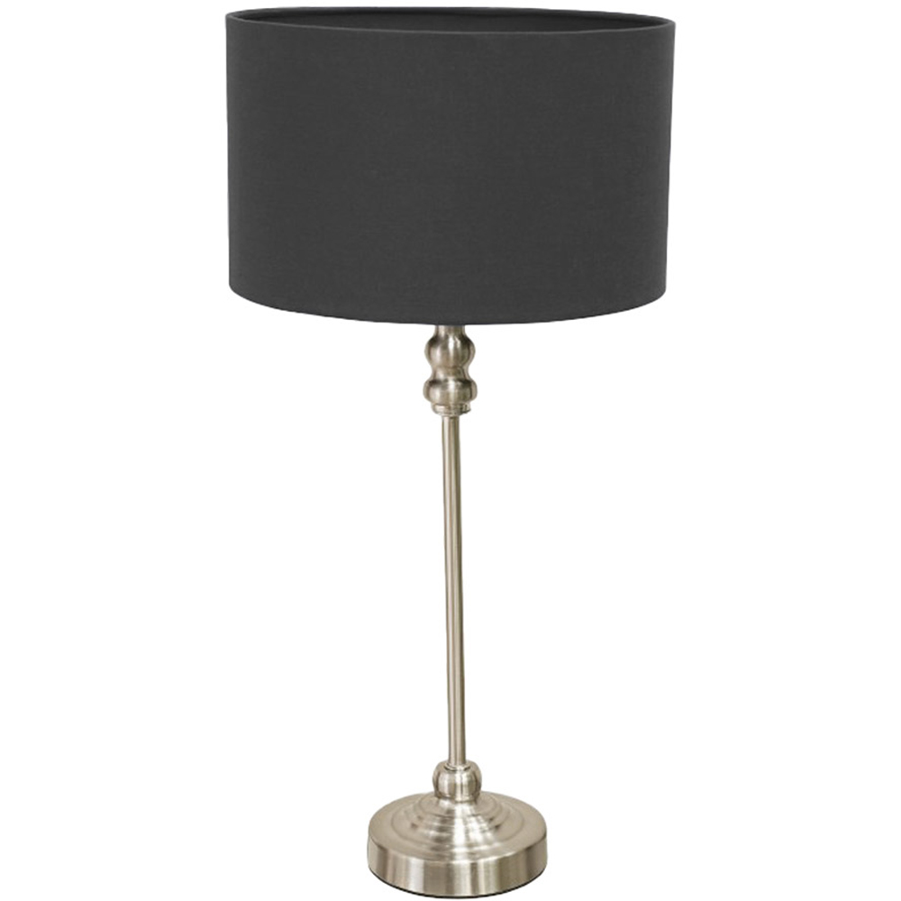 ValueLights Maggie Black and Brushed Chrome Drum Shade Candlestick LED Table Lamp