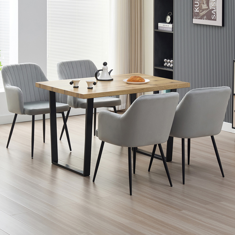 Indoor Living Colorado Charlotte 4 Seater Dining Set Grey - Metal/Velvet Chairs