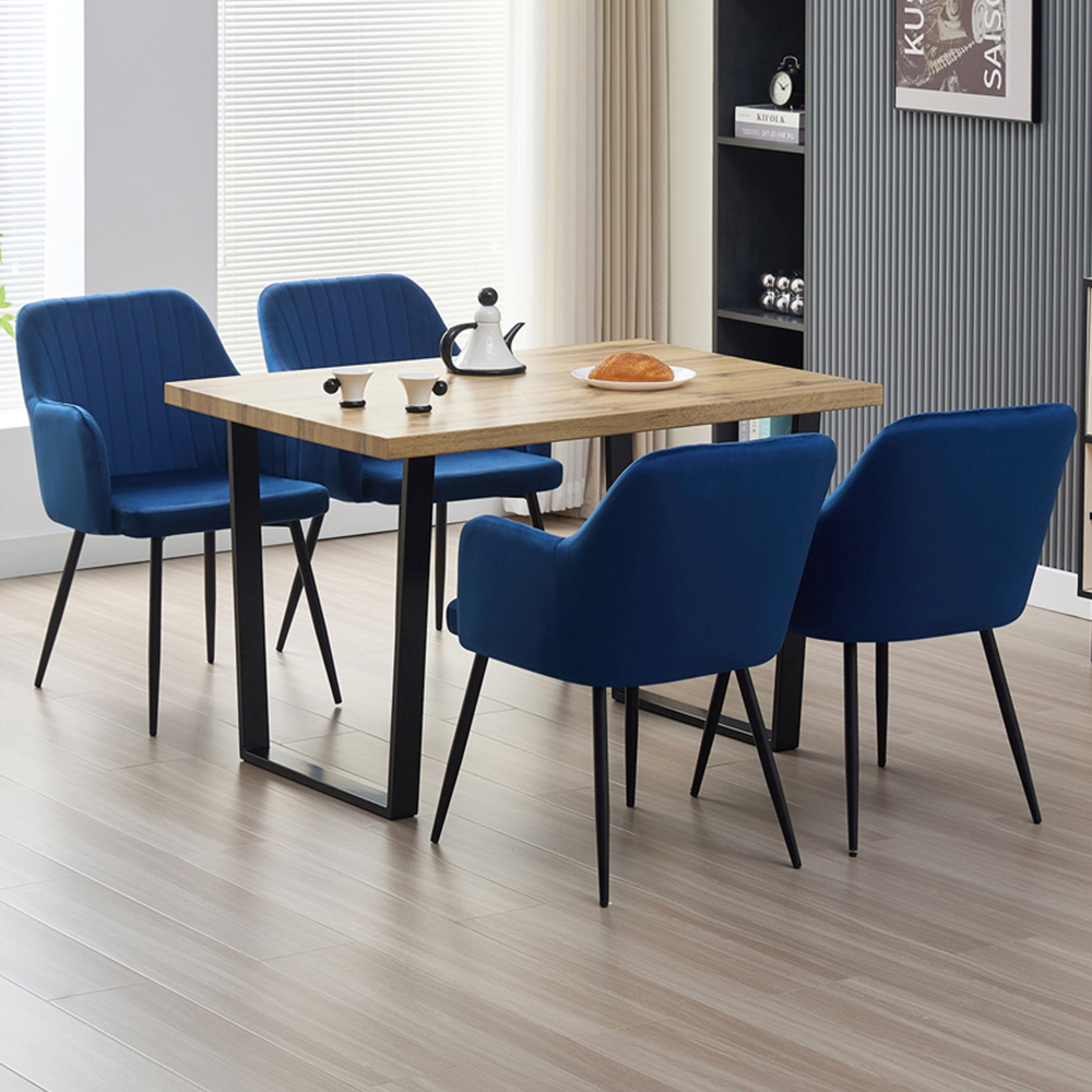 Indoor Living Colorado Charlotte 4 Seater Dining Set - Blue - Metal/Velvet