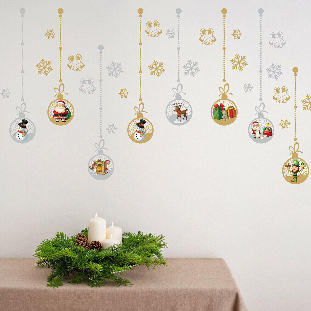 Walplus Gold and Silver Christmas Ornaments Self Adhesive Wall Sticker