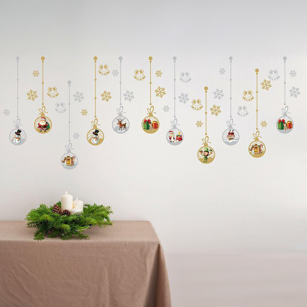 Walplus Gold and Silver Traditional Bauble Bundle Self Adhesive Christmas Wall Stickers 40 Piece