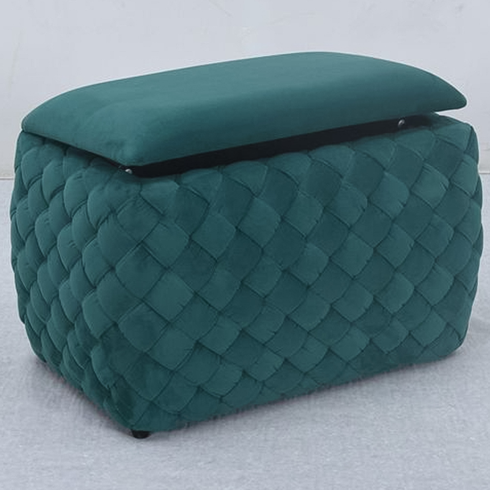 Artemis Home Plumeo Dark Green Velvet Storage Ottoman
