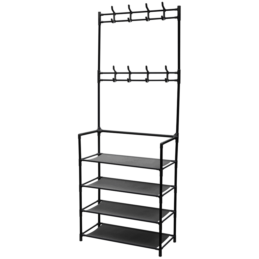 Living and Home 4 Shelf Entryway Shoe Rack with Coat Hanger