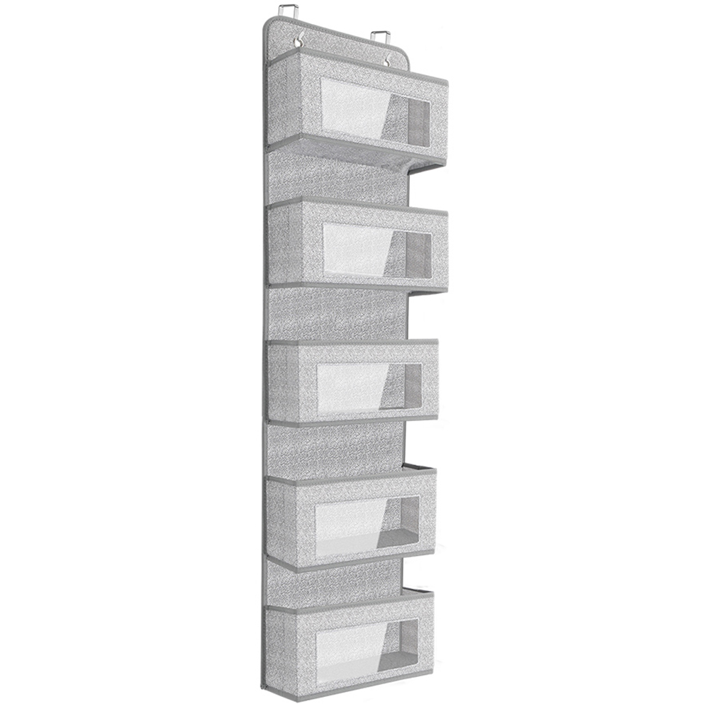 Living and Home 5 Pocket Grey Fabric Over The Door Storage Organiser