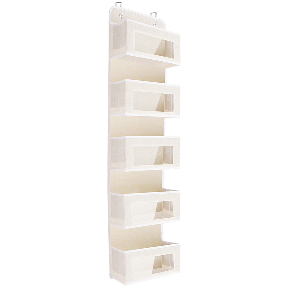 Living and Home 5 Pocket Beige Fabric Over The Door Storage Organiser