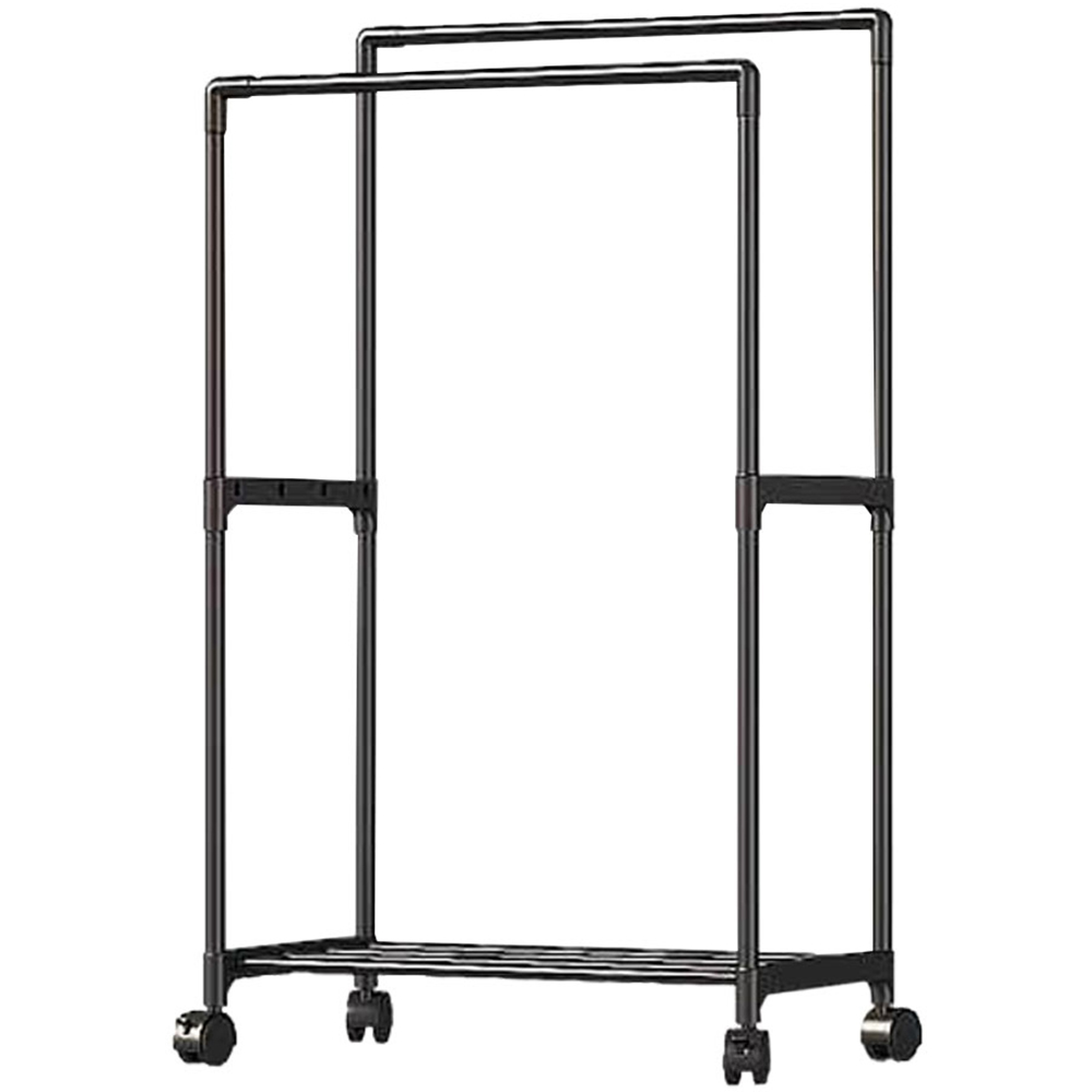 Living and Home Double Rod Metal Clothes Rack with Wheels