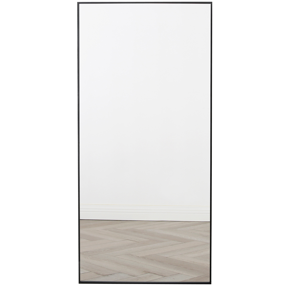 Home Garden Direct Anax Rectangular Wall Mirror - Black Metal Frame - 170 x 80cm