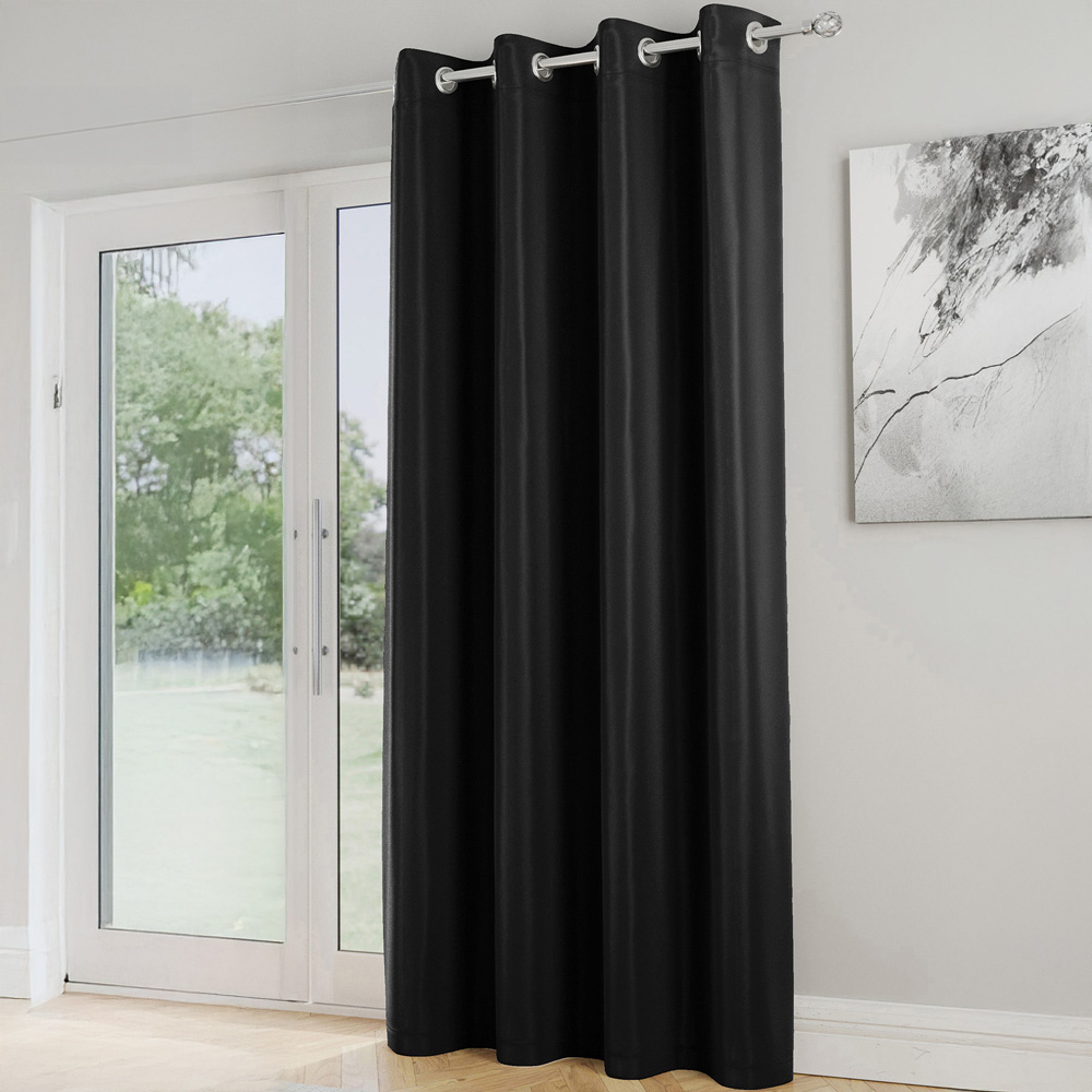 Enhanced Living Supersoft Black Blackout Eyelet Thermal Single Door Curtain 168 x 214cm