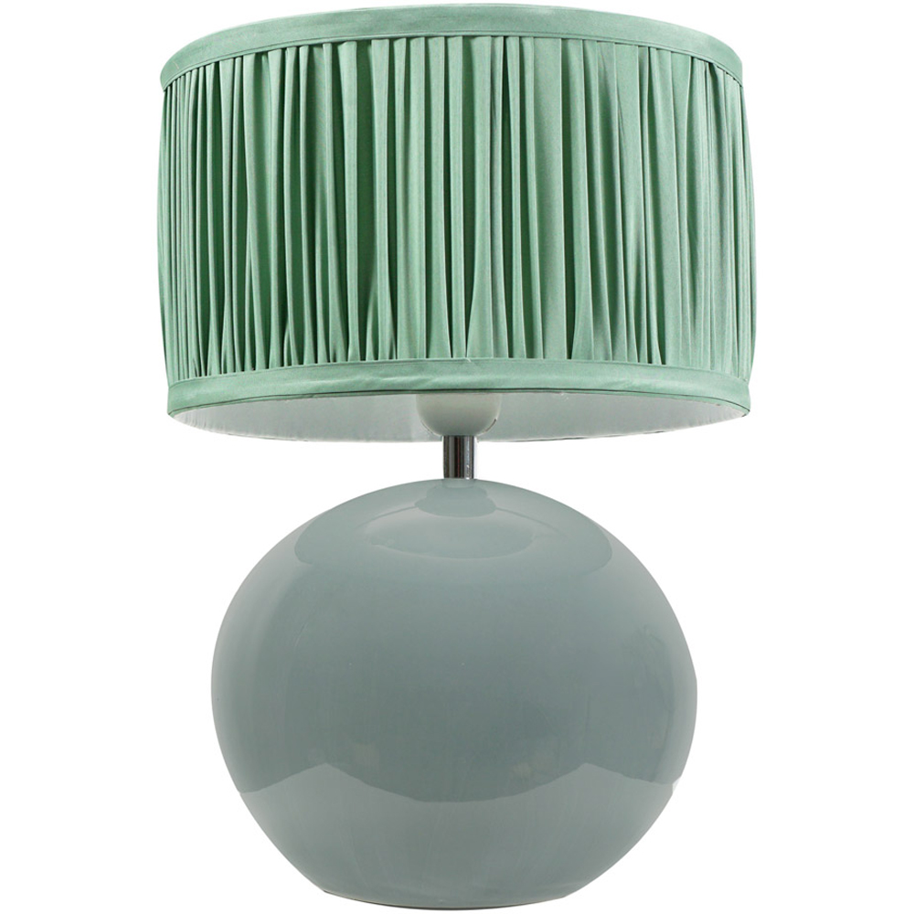 Valuelights Green Bosco Ruched Pleated Drum Shade Eucalyptus Ceramic Led Table Lamp 1.5M