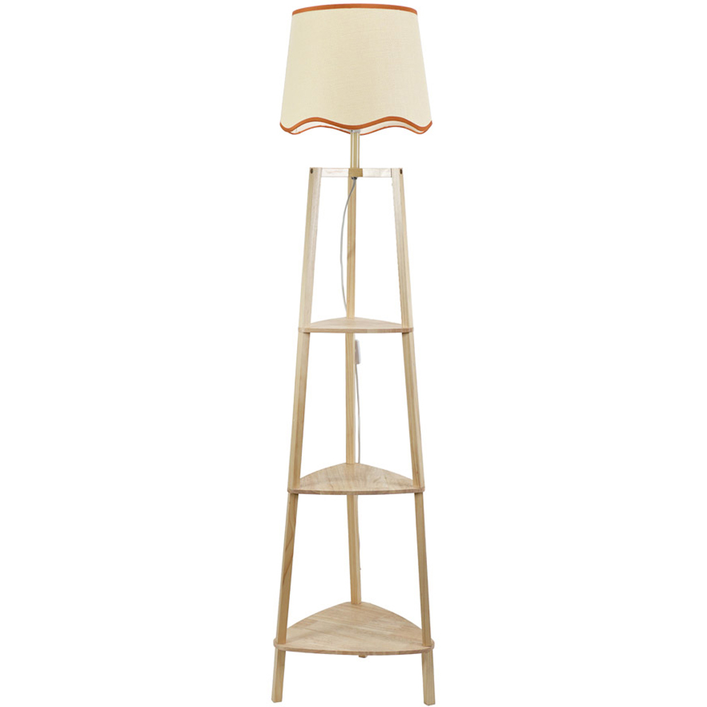 Valuelights Cream Hiru Shelf Rust Edge Scallop Shade Wooden Led Floor Lamp Size 3