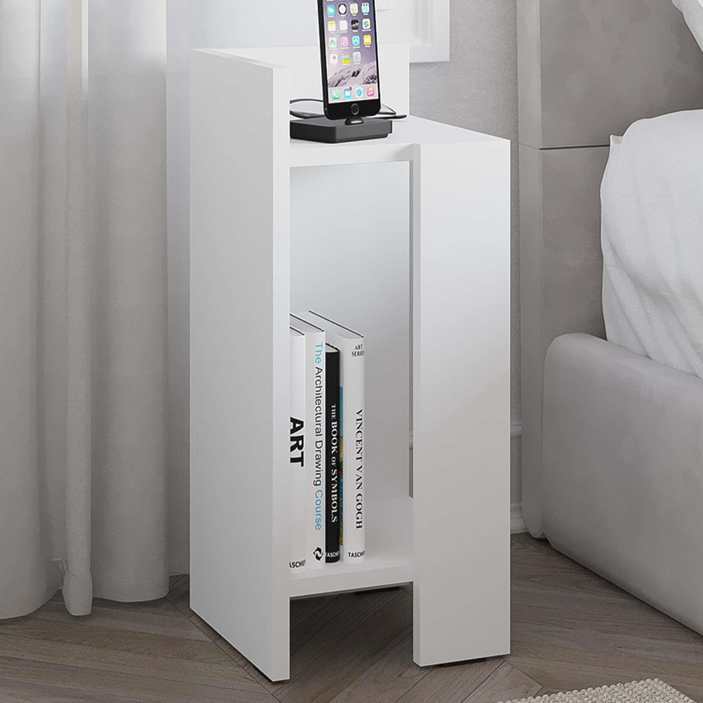 Decortie Elos 2 Shelf White Modern Left Module Bedside Table