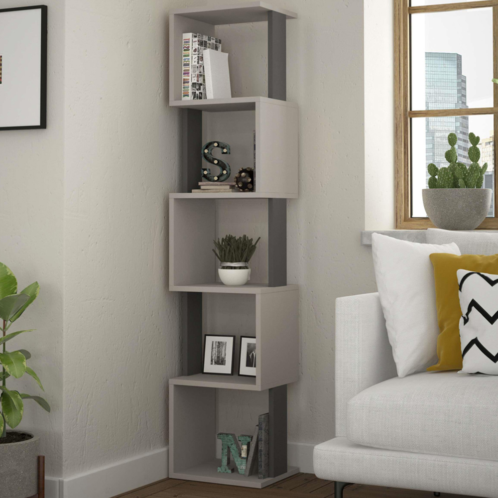 Decortie Multi Piri Shelf Mocha Grey And Anthracite Grey Modern Tall Bookcase Size 5