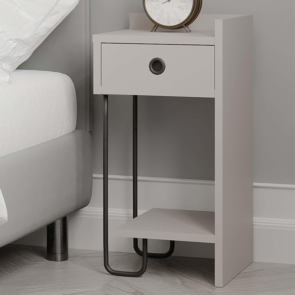 Decortie Sirius Single Drawer Single Shelf Mocha Grey Modern Right Module Bedside Table