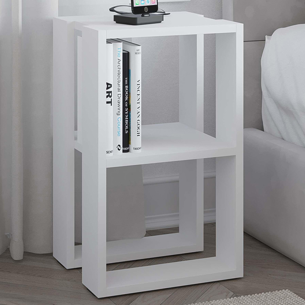 Decortie Lonie Single Shelf White Modern Bedside Table