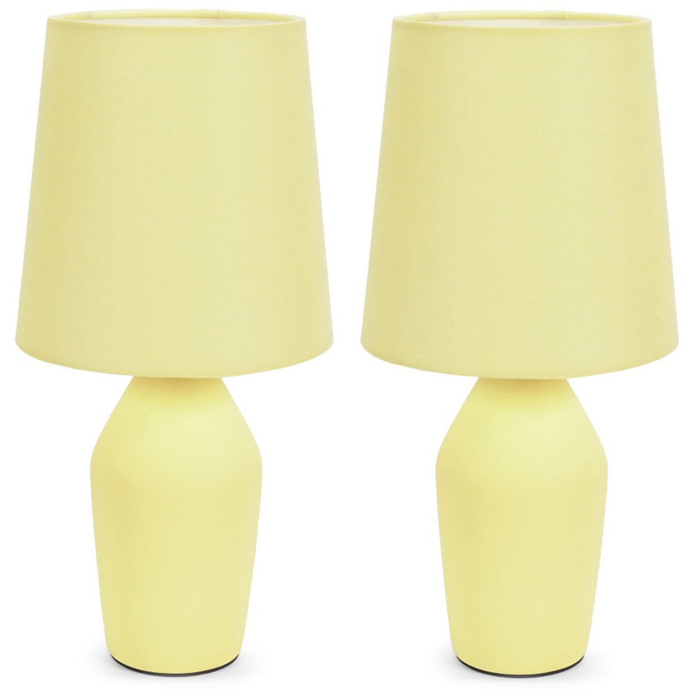 ValueLights Arlo Set of 2 Sunshine Yellow Ceramic LED Table Lamp