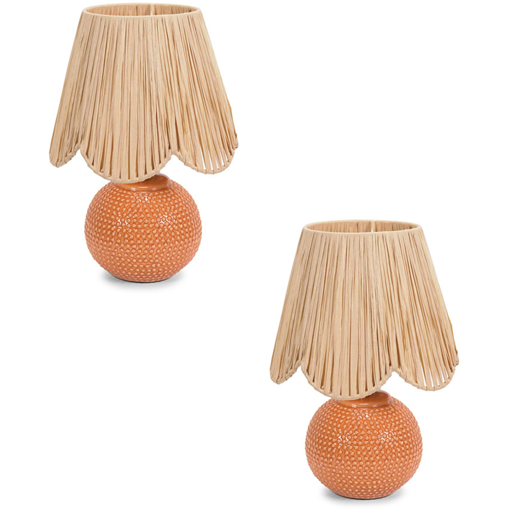 ValueLights Sebby Ceramic Globe Textured Table Lamp - Peach - 2 Pack