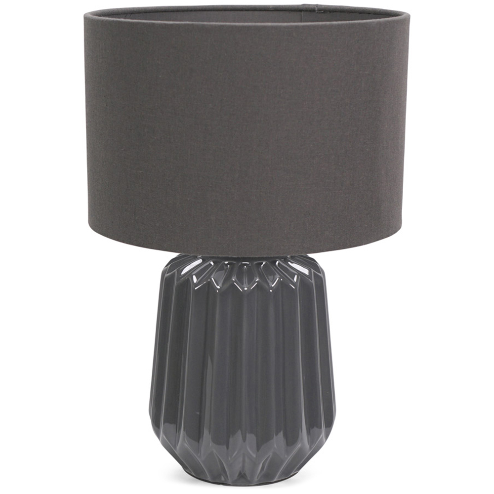 Valuelights Grey Zak Fabric Lamp Shade Charcoal Pleated Textured Ceramic Led Table Lamp
