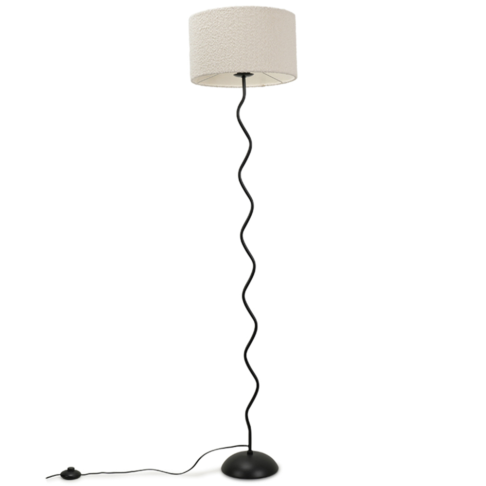 Valuelights Cream Wiggle Black And Boucle Shade Metal Led Floor Lamp