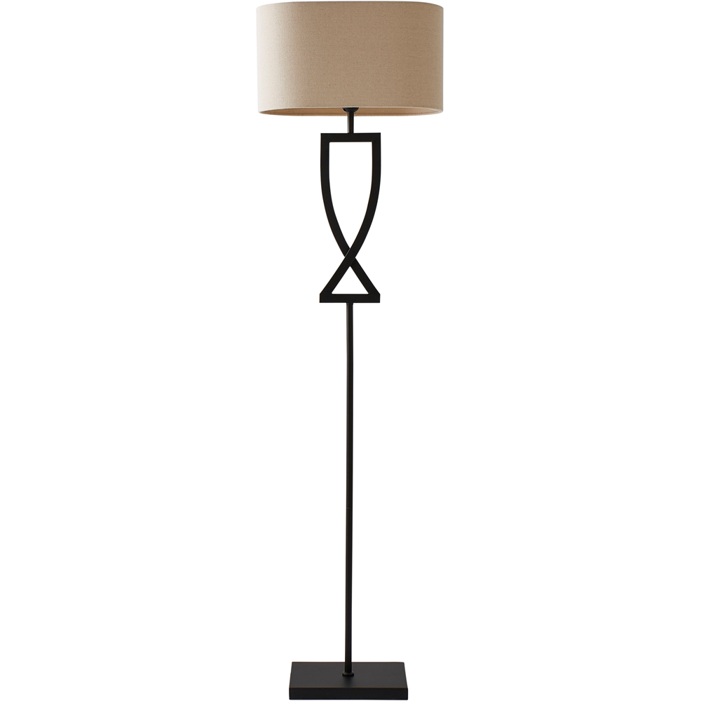 ValueLights Katniss Crossover Metal LED Floor Lamp - Black and Natural Shade - Large
