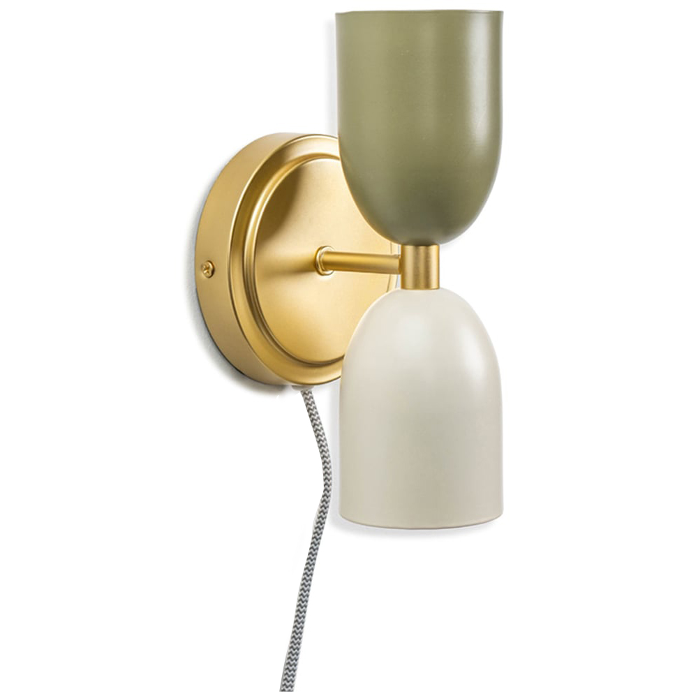 ValueLights Tate Brass Plate Up and Down Plug-In LED Wall Light