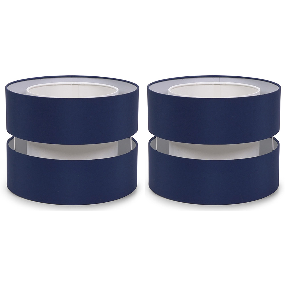 ValueLights Sophia 2-Tier Navy and White Small Ceiling Light Shade 2 Pack