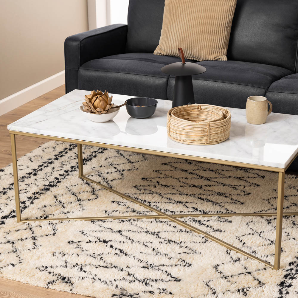 Furniture To Go White Florence Alisma Marble Top Coffee Table