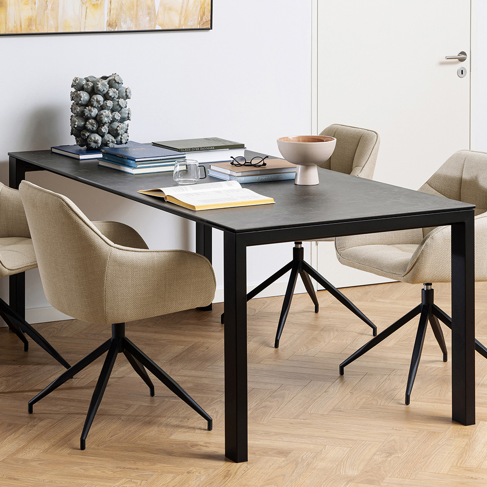 Florence Brentford Ceramic 6 Seater Dining Table Matt Black